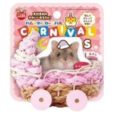 Marukan 倉鼠嘉年華粉紅色木製嬰兒車玩具 - S